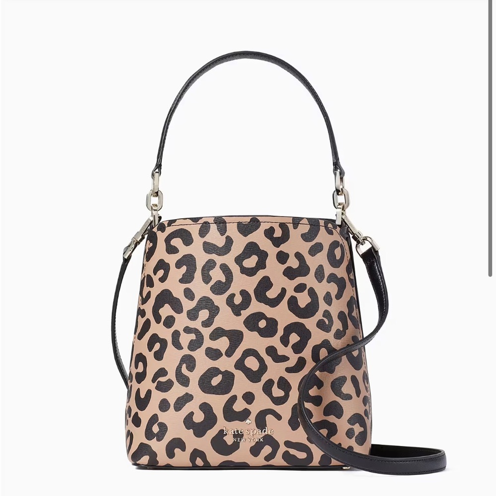 NWT Kate Spade Darcy Crossbody / Small Bucket Bag, Leopard - Picture 3 of 5